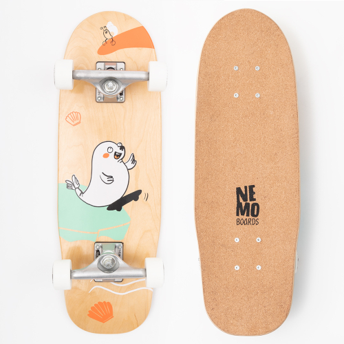 NEMO BOARDS Cork Softgrip Kids Skateboard Mari, Seal - 24.75"